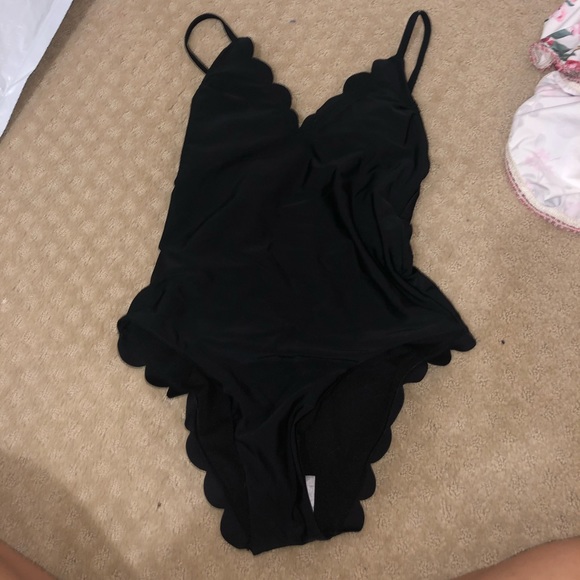 Target Other - NEW! Target One Piece Black Scalloped Swim Suit